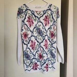 Rachel Max Vintage Beautiful Knit Floral Sweater